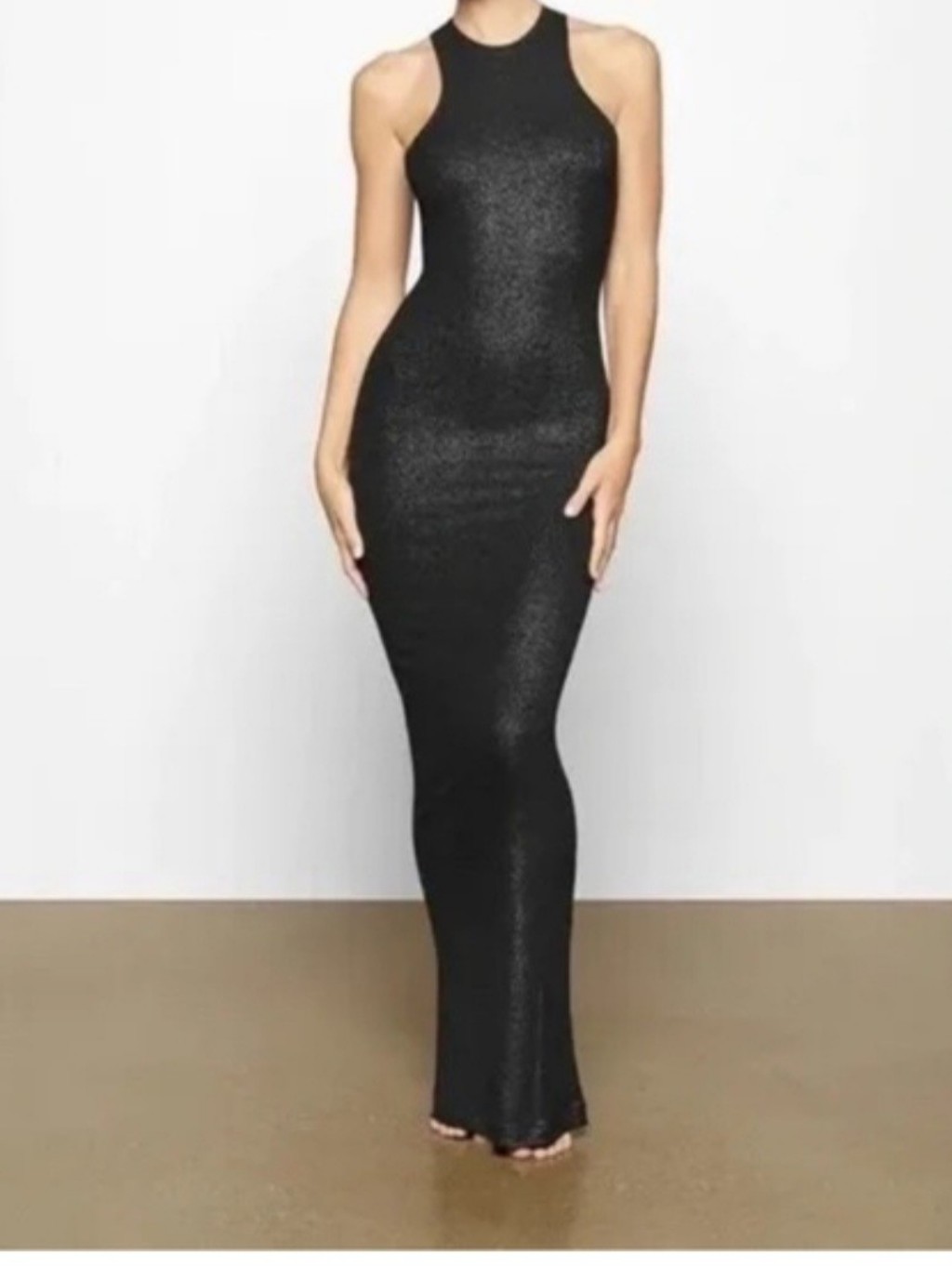 Skims Black Sparkle Racerback Lounge Dress